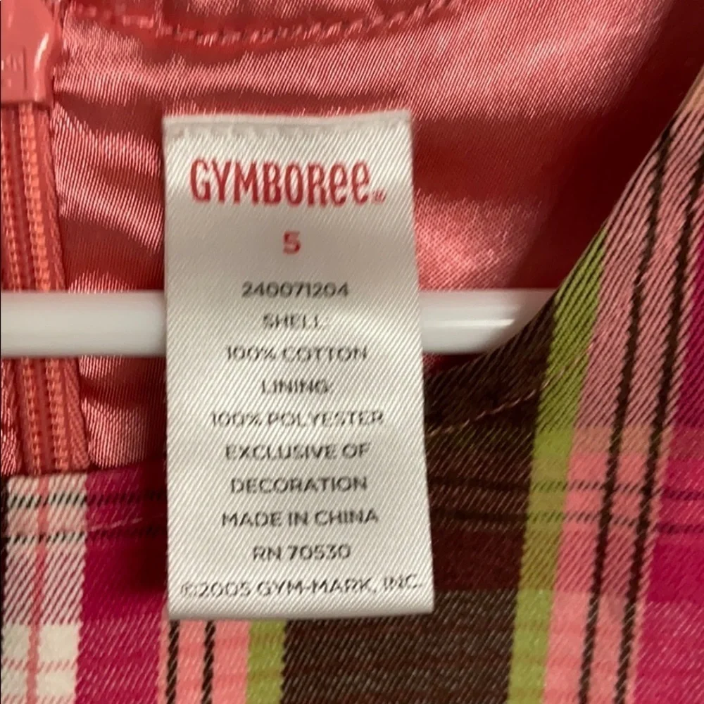 Gymboree Girls  jumper /  dress pink & brown plaid, lined (not this dark) 5